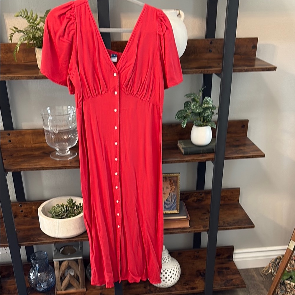 Red Button-Down Dress